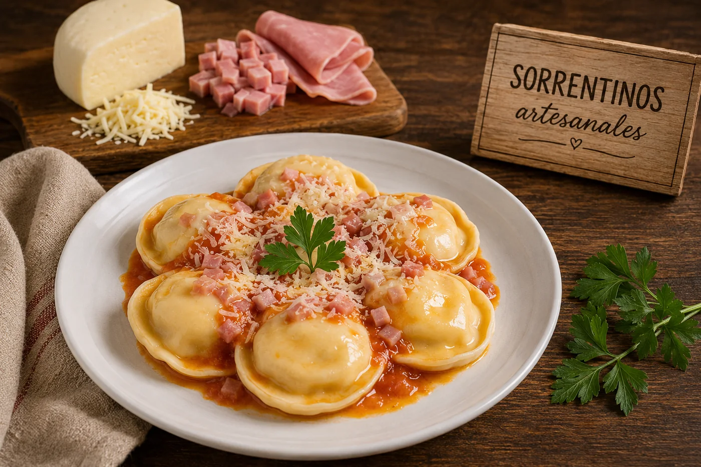 Sorrentinos artesanales de jamón y muzzarella