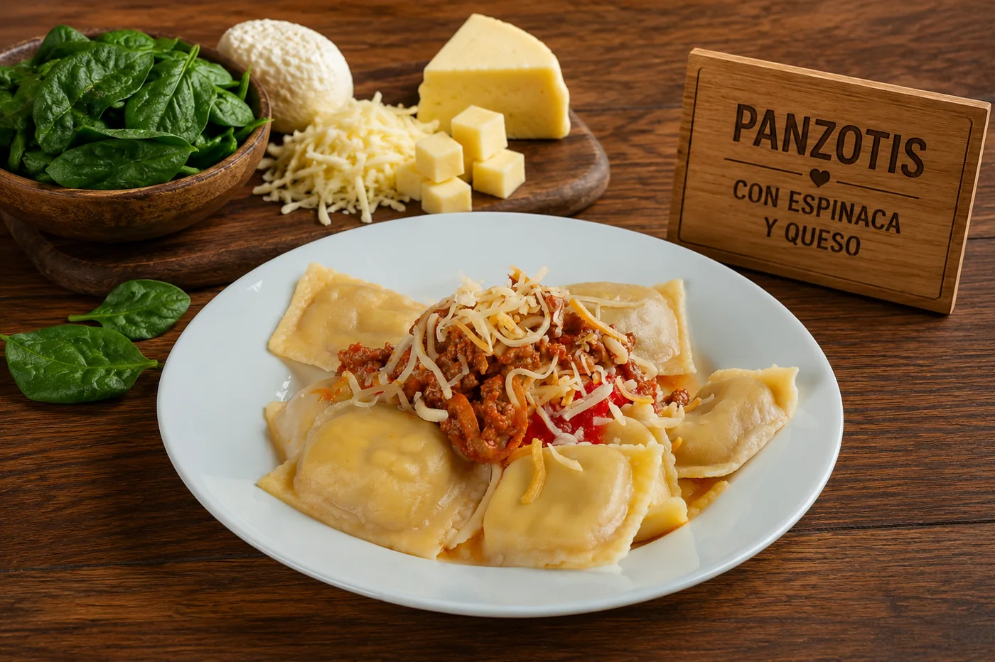 Panzotis con espinaca y queso